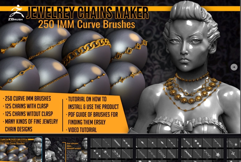 Jewelry_Chains_Maker_250_ZBrush_Curve_IMM_Brushes