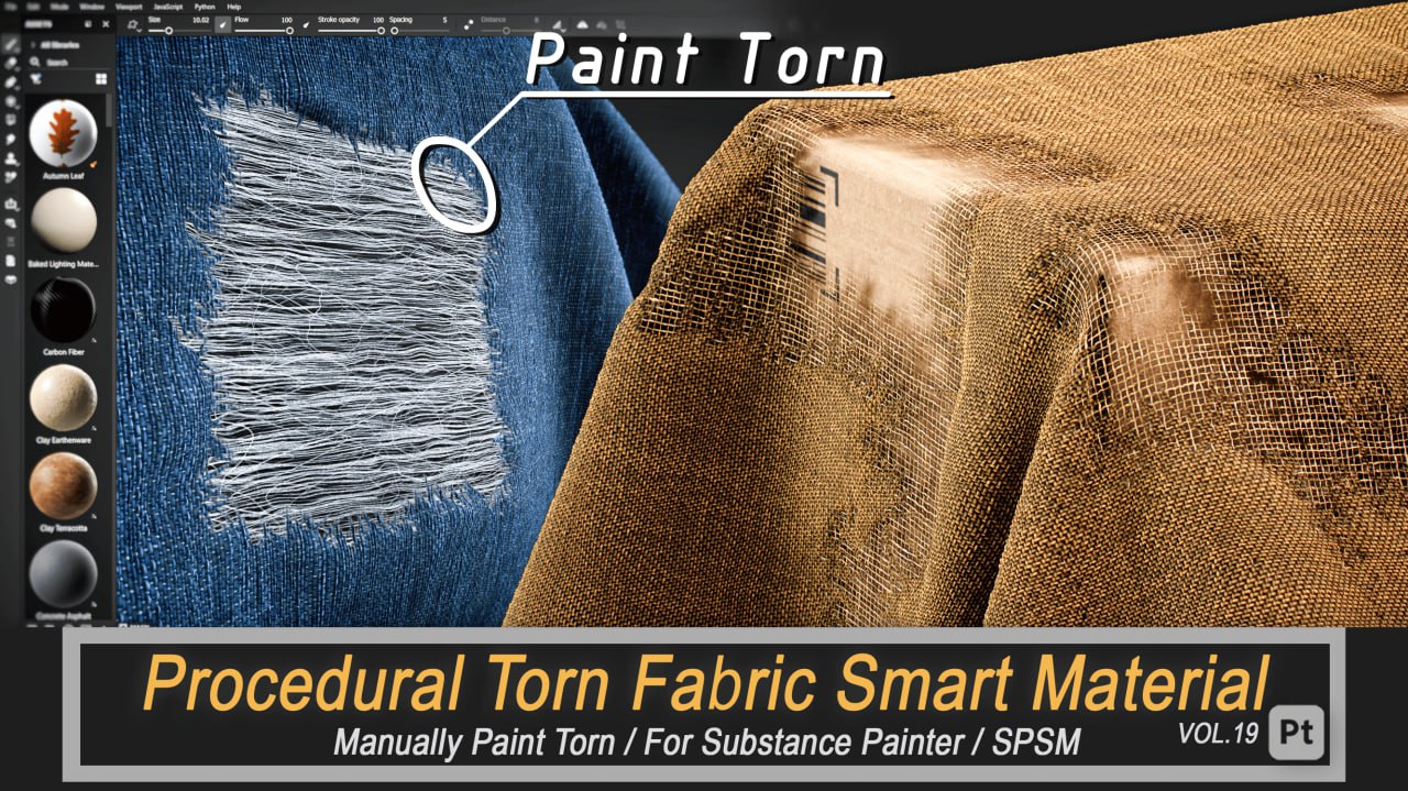 Procedural_Torn_Fabric_Smart_Material_for_Substance_Painter撕裂织物