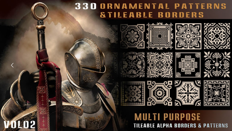 330 ornamental patterns & tileable borders-vol02