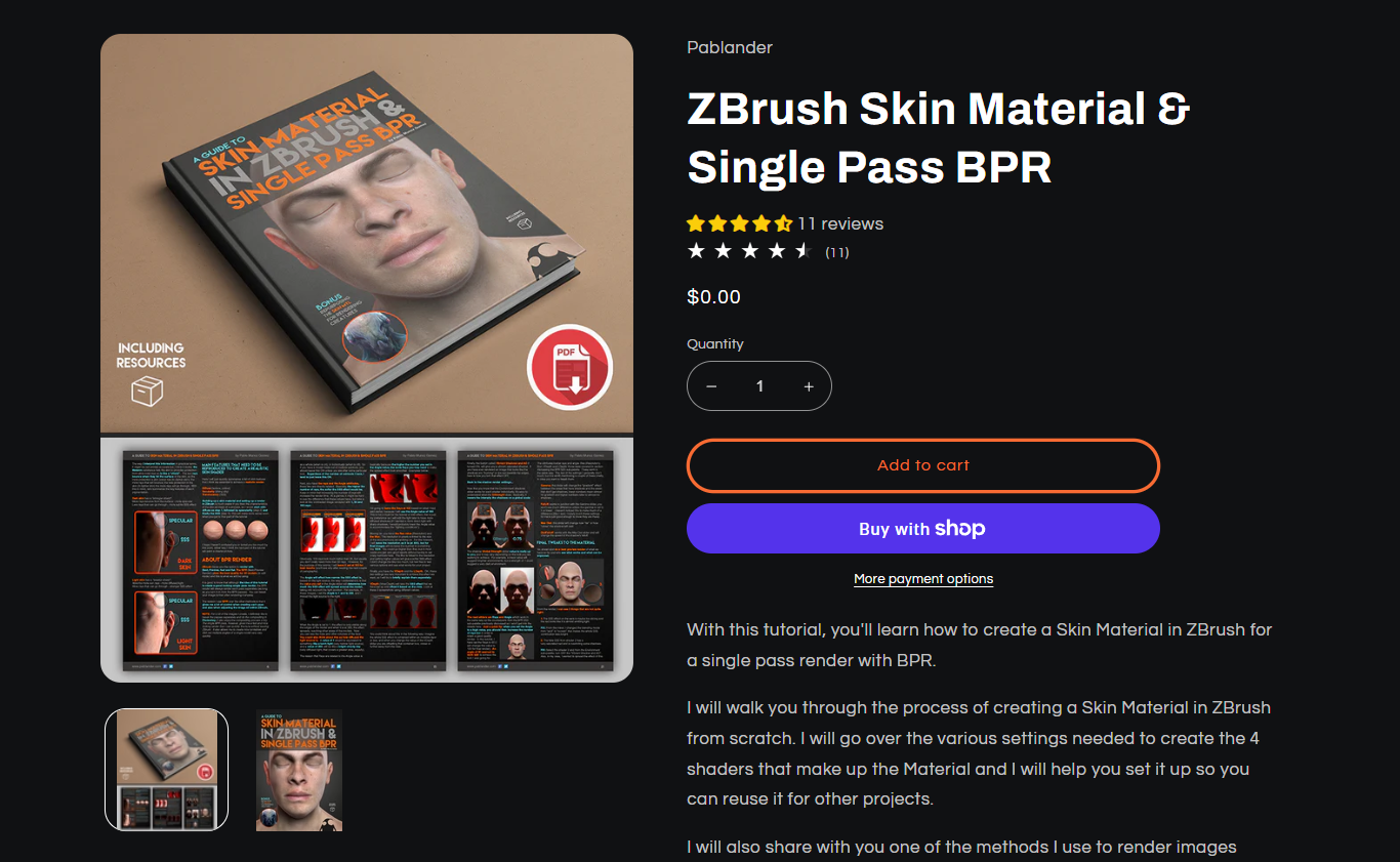 ZBrush Skin Material & Single Pass BPR