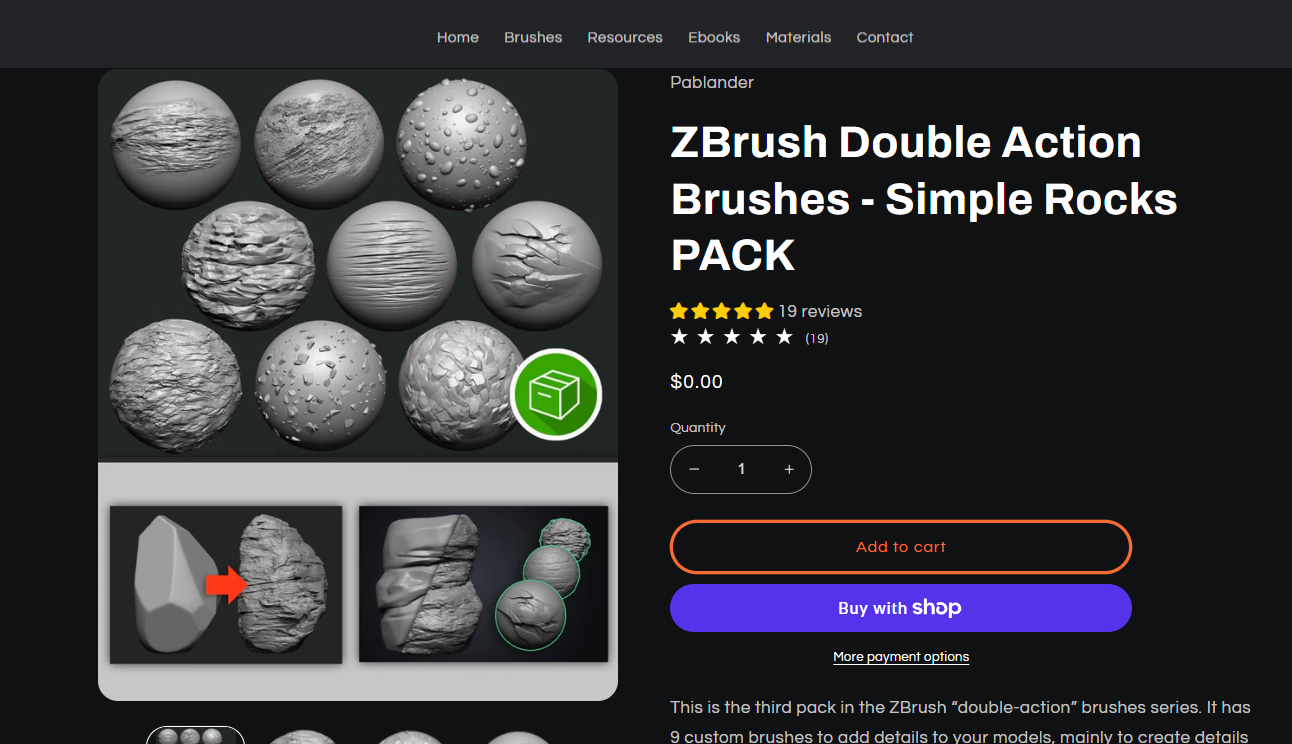 ZBrush Double Action Brushes – Simple Rocks PACK