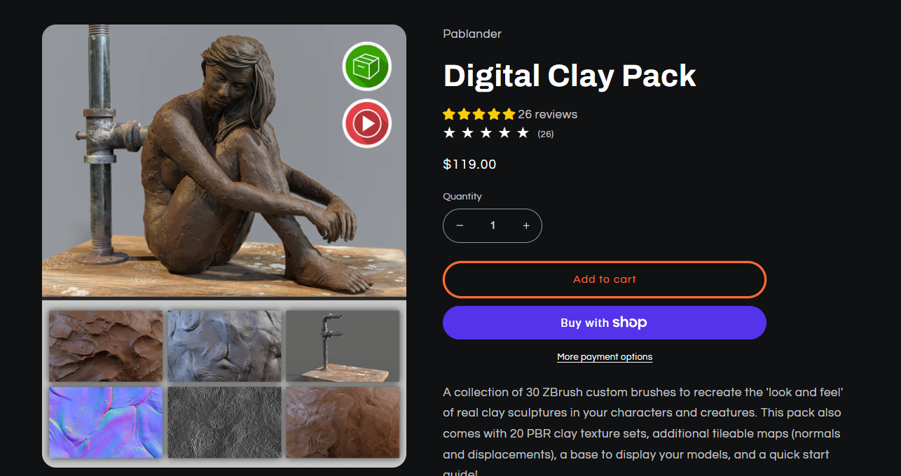 zbrush仿传统泥塑材质Digital Clay Pack
