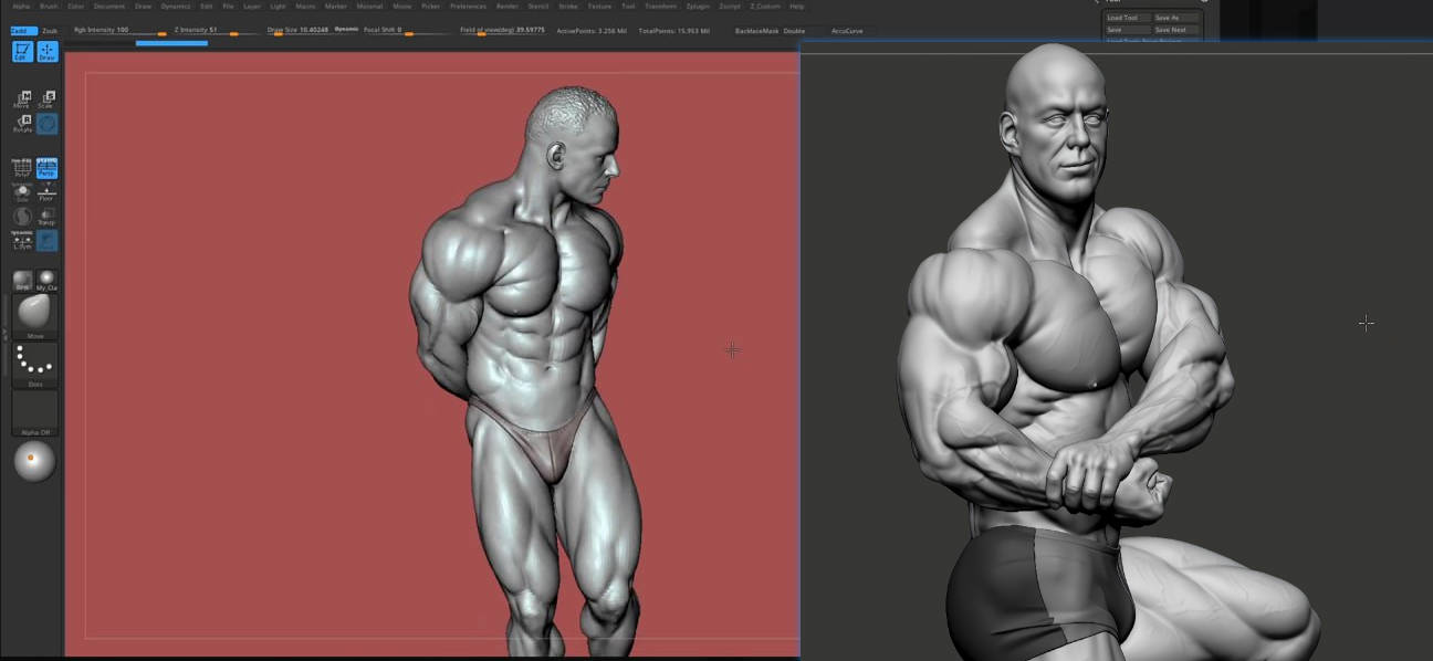 Advance Zbrush Bodybuilder Anatomy Tutorial 1+2