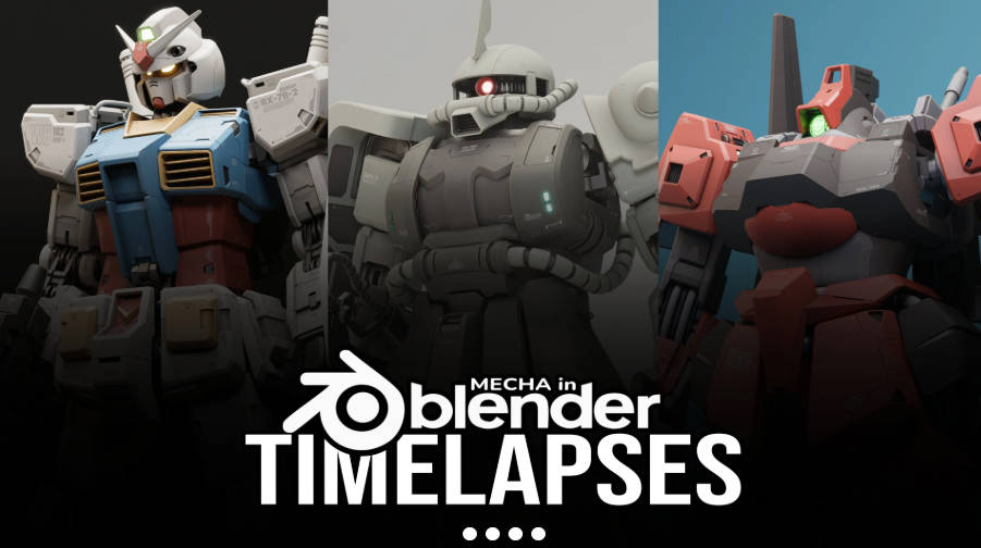 Blender高达系列机甲制作3合1Mecha in Blender – Real-time Timelapses